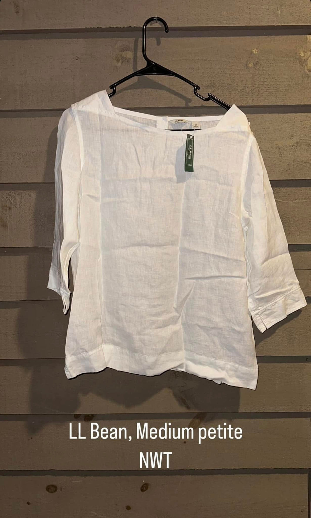 LL Bean Linen 3/4 sleeve shirt, Medium Petite NWT